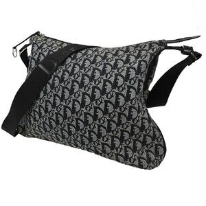 CHRISTIAN DIOR Logo Trotter Pattern Messenger Bag Canvas Leather BK SHW 72CA238